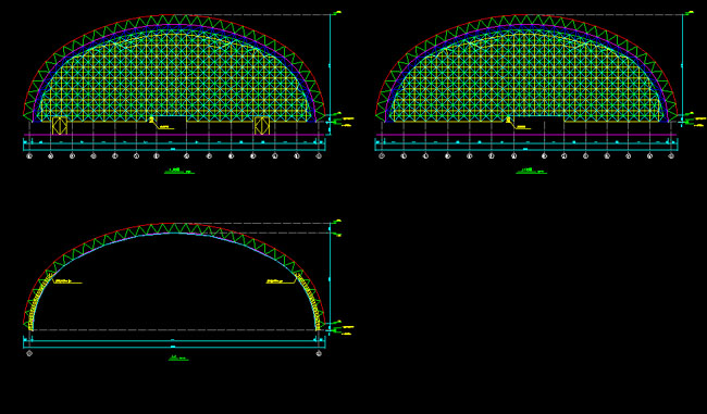 南京跨度110米，拱高35_7米煤棚网架